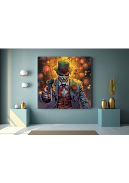 Silahlı Palyaço Kanvas Tablo – Üç Parçalı Takım Elbiseli Korku Sanatı indirimleri