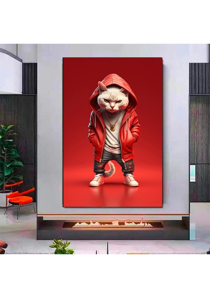 Boksör Kedi Kanvası, Mizahi Pop Art Kedi Posteri, Çocuk Odası Için Kedi Duvar Dekoru fiyatları