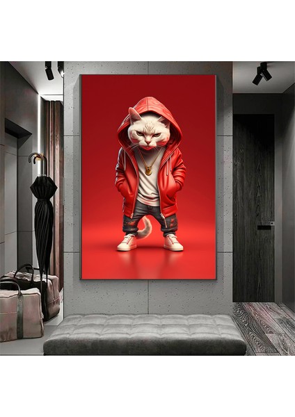 Boksör Kedi Kanvası, Mizahi Pop Art Kedi Posteri, Çocuk Odası Için Kedi Duvar Dekoru modelleri