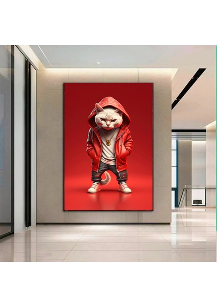 Boksör Kedi Kanvası, Mizahi Pop Art Kedi Posteri, Çocuk Odası Için Kedi Duvar Dekoru fırsatları