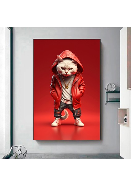 Boksör Kedi Kanvası, Mizahi Pop Art Kedi Posteri, Çocuk Odası Için Kedi Duvar Dekoru indirimleri