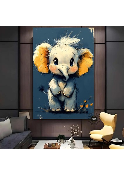 Fil Yavrusu Duvar Sanatı, Çocuk Odası Dekoru, Sevimli Hayvan Temalı Kanvas fırsatları
