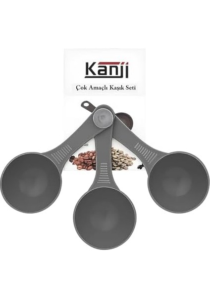 6'lı Gri Ölçü Kaşığı Seti (2 x 3 Lü Takım) - 30 ml Plastik Gıda Ölçüm Kaşığı - Kahve, Mama, Baharat ve Toz Karışımlar Için Gıda Temasına Uygun Pratik Plastik Kaşık fiyatları
