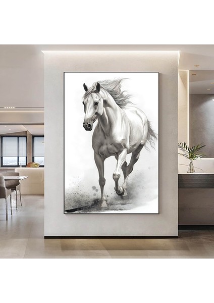 Beyaz At Kanvas Tablosu, Vahşi At Duvar Sanatı, At Kanvas Duvar Sanatı, Beyaz At Posteri fiyatları
