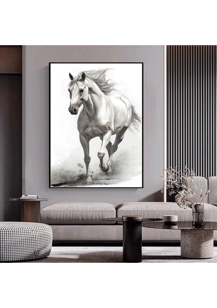 Beyaz At Kanvas Tablosu, Vahşi At Duvar Sanatı, At Kanvas Duvar Sanatı, Beyaz At Posteri modelleri