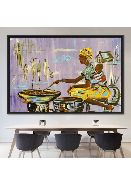 Afrika’da Yemek Yapan Anne Figürü, Etnik Duvar Sanatı, Nijerya Tarzı Kadın Figürlü Tablo fırsatları