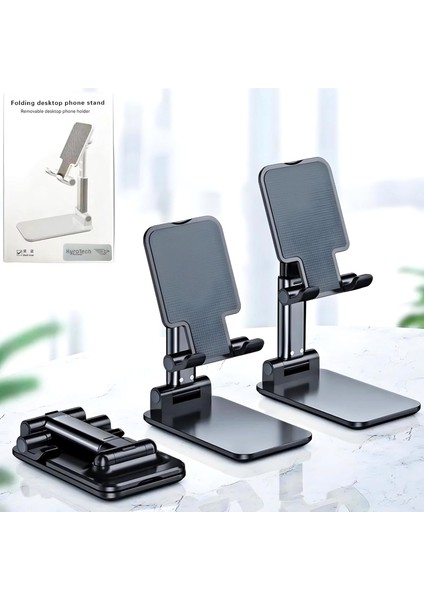Ayarlanabilir Portatif Telefon ve Tablet Standı - Masaüstü Katlanabilir Tutucu, Tüm Akıllı Cihazlarla Uyumlu, Ergonomik ve Kaymaz Tasarım