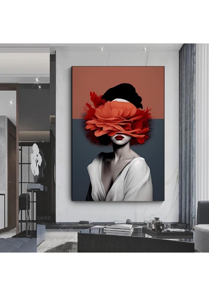 Kadın Soyut Sanatı, Altın Fırça Darbeleri ile Modern Poster Dekoru, Kadın Duvar Kanvas Sanatı