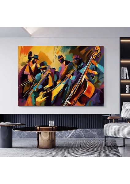 Caz Kulübü, Gece ve Müzik, Konser, Orkestra, Caz Duvar Dekoru, Kanvas Baskı