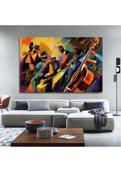 Caz Kulübü, Gece ve Müzik, Konser, Orkestra, Caz Duvar Dekoru, Kanvas Baskı modelleri