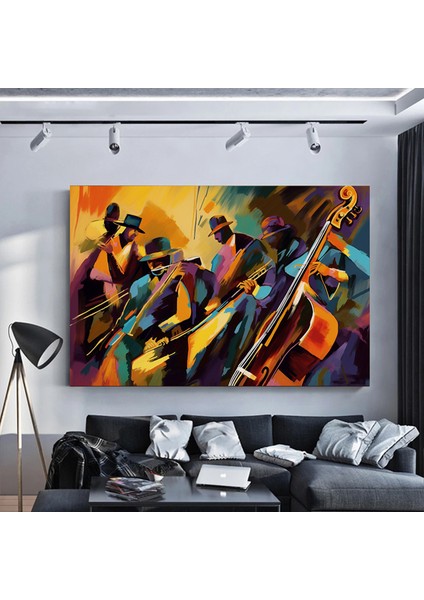 Caz Kulübü, Gece ve Müzik, Konser, Orkestra, Caz Duvar Dekoru, Kanvas Baskı fırsatları