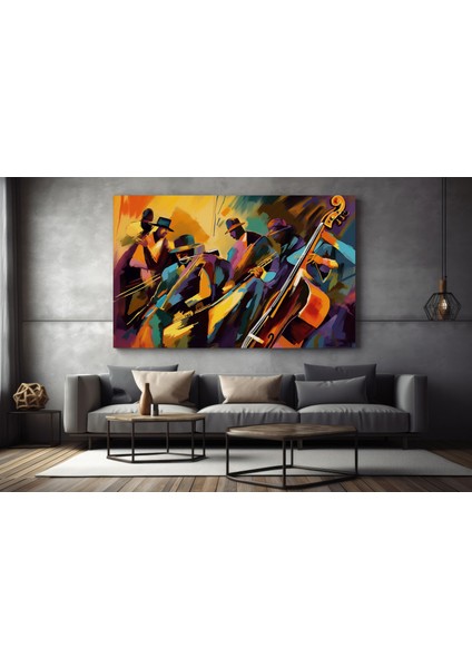 Caz Kulübü, Gece ve Müzik, Konser, Orkestra, Caz Duvar Dekoru, Kanvas Baskı indirimleri