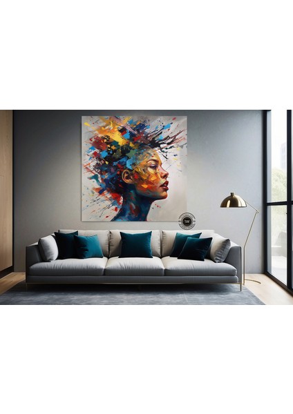 Fütüristik Suluboya Kadın Portresi, Renkli Saçlı Yüz Tablosu, Soyut Duvar Dekoru, Trend Poster fırsatları