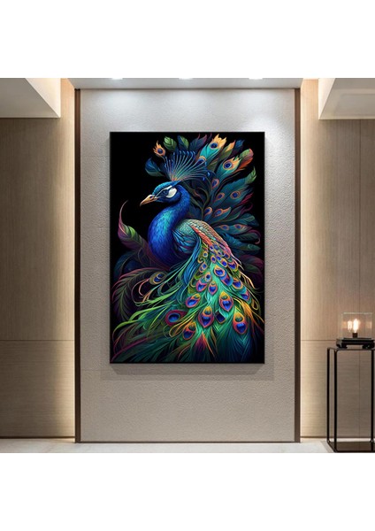 Kanvas Sanat Eseri Ekstra Büyük Tavuskuşu Tablosu, Duvar Sanatı, Hayvan Posteri, Hayvan Kanvas