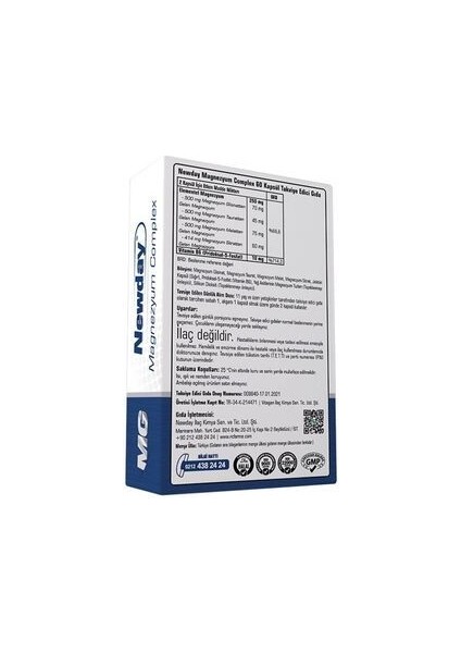 Newday Magnezyum Kompleksi - 2 Adet, 60 Kapsül, Glisinat, Malat, Taurat, Sitrat ve Vitamin B6 İçeren Takviye Edici Gıda modelleri