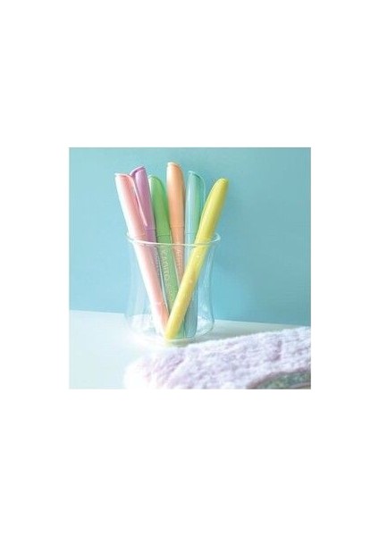 6'lı Fosforlu Kalem Seti - Çok Renkli, Soft Pastel Tonlarda, Kokusuz ve Su Bazlı Mürekkep ile Desenli