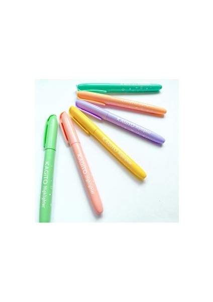 6'lı Fosforlu Kalem Seti - Çok Renkli, Soft Pastel Tonlarda, Kokusuz ve Su Bazlı Mürekkep ile Desenli