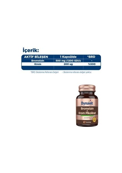 Bromelain & Krom Pikolinat - 60 Vegan Kapsül, Glutensiz, Koruyucu İçermez, Bitkisel Kapsül, Türkiye Menşeli