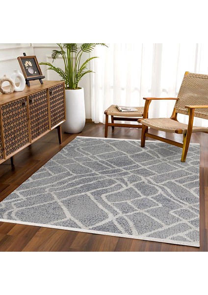 Gri Geometrik Etnik Modern Desenli Pamuk Makinada Yıkanabilir Hav Toz Vermez Leke Tutmayan Kaymaz Taban Dijital Makine Baskı Salon Yolluk Mutfak Halı fiyatları