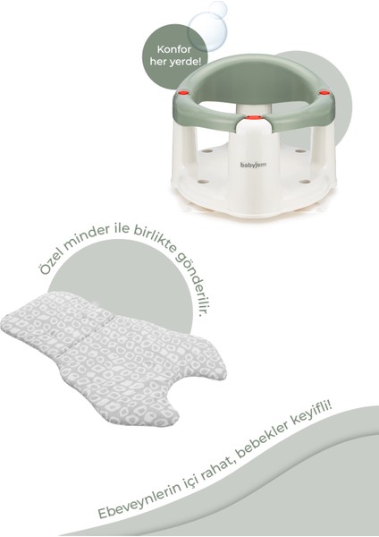 Babyjem Önden Açılır Banyove Mama Oturağı ve Minderi Soft Yeşil - 2'Li Set fiyatları