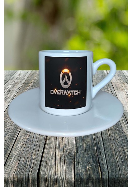 Overwatch Oyun Baskılı Türk Kahvesi Fincanı Tabaklı Kişiye Özel Model 2