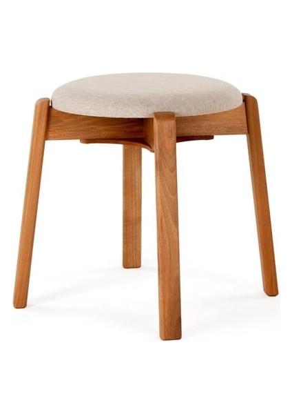 Arc Ceviz Puf Tabure Yuvarlak Modern Bench Oturak Tekli Bej fiyatları
