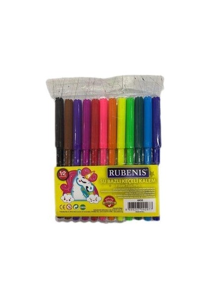 Unicorn Desenli 12'li Keçeli Kalem Seti - Karışık Renkler, Standart Boy fiyatları