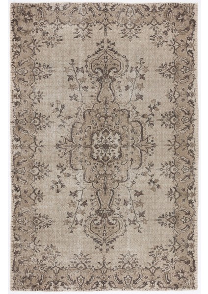 Girit Kahverengi Geometrik Yün Modern Desenli Yün Hav Toz Vermez Leke Tutmayan Salon Yolluk Mutfak El Dokuma Halı