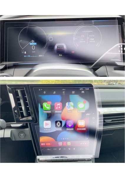 Renault Austral 2025 12 Inç (Büyük Ekran) Multimedya ve Gösterge 2li Set 9h Nano Ekran Koruyucu