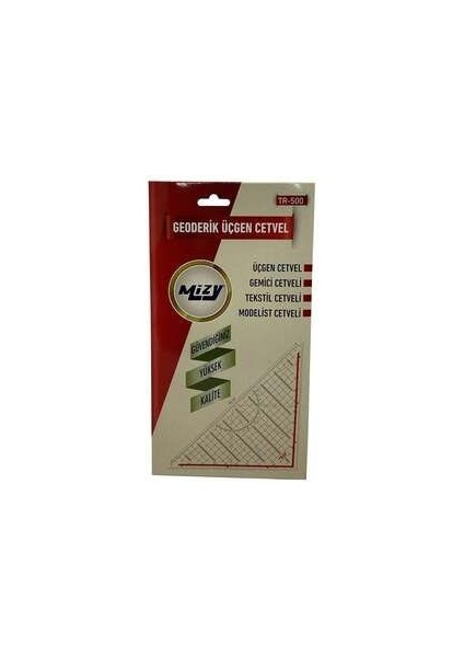 Şeffaf Üçgen Gönye Cetvel - 32 cm x 45 cm, Kareli Desenli (1 Adet)