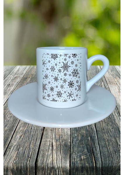 Yılbaşı Kar Kristal Baskılı Türk Kahvesi Fincanı Kişiye Özel Model 40