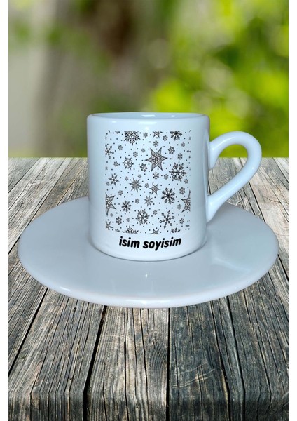 Yılbaşı Kar Kristal Baskılı Türk Kahvesi Fincanı Kişiye Özel Model 40 fiyatları