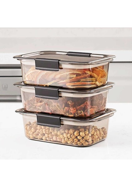 3'lü Kuru Gıda Erzak Saklama Kabı - Meyve & Sebze Saklama Kabı Seti - Kapaklı Beslenme Kabı 900ML*3