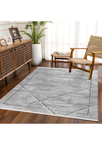 Gri Geometrik Etnik Modern Desenli Pamuk Makinada Yıkanabilir Hav Toz Vermez Leke Tutmayan Kaymaz Taban Dijital Makine Baskı Salon Yolluk Mutfak Halı fiyatları