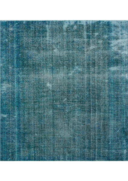 Vintage Mavi Göbekli Yün Modern Desenli Yün Hav Toz Vermez Leke Tutmayan Salon Yolluk Mutfak El Dokuma Halı