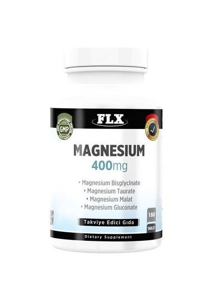 Magnezyum Bisglisinat Malat Taurat Glukonat Takviye Edici Gıda - 180 Tablet, Türkiye Menşeli