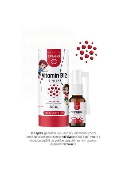 Metilkobalamin B12 Sprey - 10 ml, 1 Adet, Sıvı Form, Türkiye Menşeli Takviye Edici Gıda