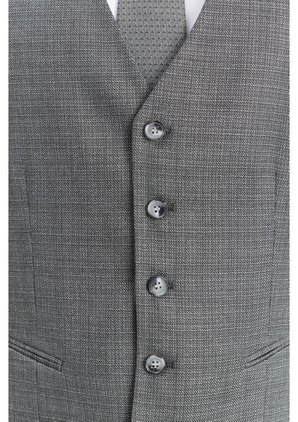 ALTINYILDIZ CLASSICS Erkek Gri Slim Fit Dar Kesim Mono Yaka Kareli Yelekli Klasik Takım Elbise indirimleri