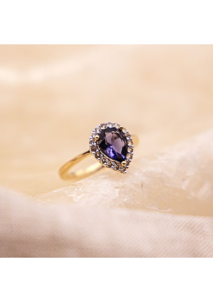 Ince Iolith Lila 127CT Gold Yüzük 585 Yüksek Kalite Stil Sahibi Zamansız Takım Elbise fırsatları
