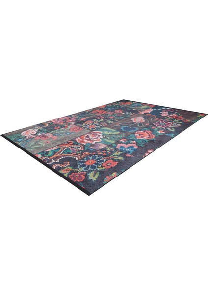 Biezun Siyah Patchwork Etnik Modern Desenli Makinada Yıkanabilir Hav Toz Vermez Leke Tutmayan Kaymaz Taban Dijital Makine Baskı Salon Yolluk Mutfak Halı modelleri