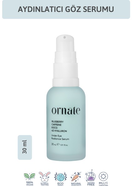 Torbalanma Karşıtı ve Göz Çevresi Aydınlatmaya Yardımcı Göz Altı Bakım Serumu Caffeine %5 %2 Hyaluronic Acid