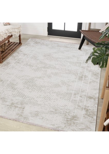 Krem Geometrik Etnik Modern Desenli Pamuk Makinada Yıkanabilir Hav Toz Vermez Leke Tutmayan Kaymaz Taban Dijital Makine Baskı Salon Yolluk Mutfak Halı fiyatları