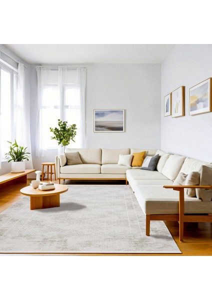 Krem Geometrik Etnik Modern Desenli Pamuk Makinada Yıkanabilir Hav Toz Vermez Leke Tutmayan Kaymaz Taban Dijital Makine Baskı Salon Yolluk Mutfak Halı fırsatları