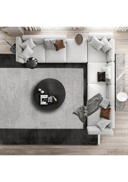 Antrasit Geometrik Etnik Modern Desenli Pamuk Makinada Yıkanabilir Hav Toz Vermez Leke Tutmayan Kaymaz Taban Dijital Makine Baskı Salon Yolluk Mutfak Halı modelleri