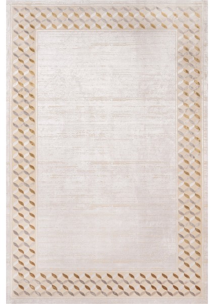 Krem Geometrik Etnik Modern Desenli Pamuk Makinada Yıkanabilir Hav Toz Vermez Leke Tutmayan Kaymaz Taban Dijital Makine Baskı Salon Yolluk Mutfak Halı