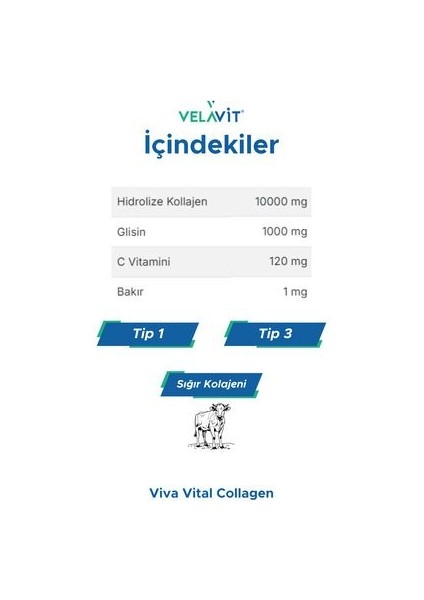 Viva Kolajen Tozu - 334 gr, Hidrolize Kolajen, Glisin, C Vitamini ve Bakır İçeren Takviye Edici Gıda, Türkiye Menşeli modelleri