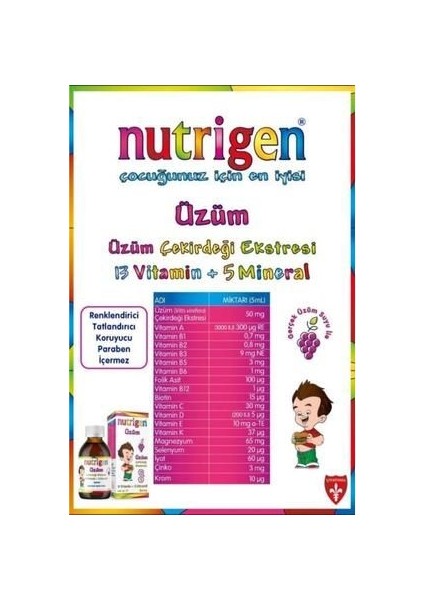 Üzüm Çekirdeği Ekstresi 200 ml - 13 Vitamin ve 5 Mineral İçeren Vitamin-Mineral Şurup indirimleri