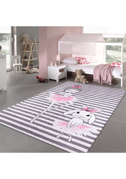 Adriana Çocuk Pembe Polyester Dikdörtgen Modern Desenli Pamuk Makinada Yıkanabilir Hav Toz Vermez Leke Tutmayan Kaymaz Taban Dijital Makine Baskı Salon Yolluk Mutfak Halı fiyatları