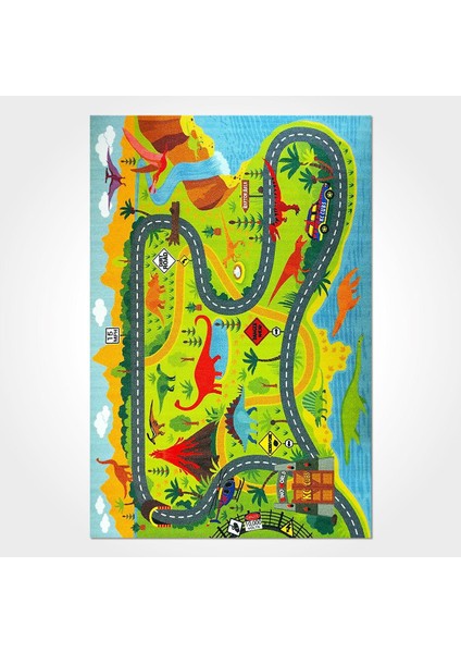 Camillae Çocuk Yeşil Polyester Dikdörtgen Modern Desenli Pamuk Makinada Yıkanabilir Hav Toz Vermez Leke Tutmayan Kaymaz Taban Dijital Makine Baskı Salon Yolluk Mutfak Halı