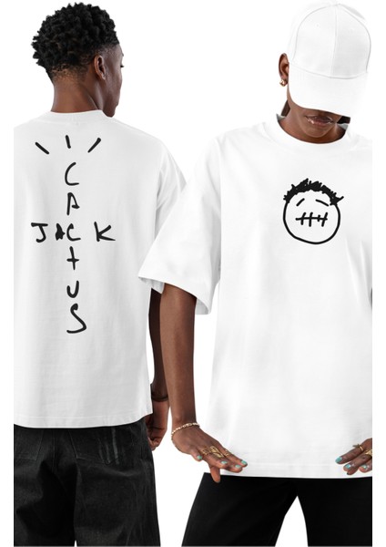 Jack Cactüs Sırt Baskılı Tişört, Erkek-Kadın Travis Scott Baskılı T-Shirt